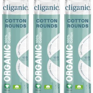 Cliganic Organic Cotton Rounds (300 Count) Makeup Remover Pads, Hypoallergenic, Lint-Free | 100% Pure Cotton (Packaging May Vary)