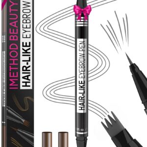 iMethod Microblading Eyebrow Pen – Eyebrow Pencil Magical 2-in-1 Dual-Ended Eye Brow Pencils for Women with 4-Fork-Tip & Precise Brush-Tip Create Natural Hair-Like Brows, Last All-Day, Grey