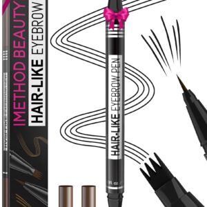 iMethod Microblading Eyebrow Pen – Eyebrow Pencil Magical 2-in-1 Dual-Ended Eye Brow Pencils for Women with 4-Fork-Tip & Ultra Precise Brush-Tip Create Natural Hair-Like Brows, Last All-Day, Black