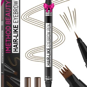 iMethod Microblading Eyebrow Pen – Eyebrow Pencil Magical 2-in-1 Dual-Ended Eye Brow Pencils for Women with 4-Fork-Tip & Ultra Precise Brush-Tip Create Natural Hair-Like Brows, Last All-Day, Brown