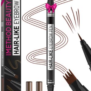 iMethod Microblading Eyebrow Pen – Eyebrow Pencil Magical 2-in-1 Dual-Ended Eye Brow Pencils for Women with 4-Fork-Tip & Precise Brush-Tip Create Natural Hair-Like Brows, Last All-Day, Reddish Brown
