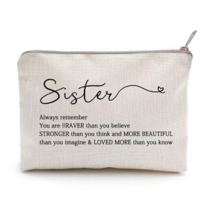 Sister Birthday Gift Makeup Case Self-Worth Cosmetic Bag Positive Affirmation Toiletry Bag Gift Motivation Quotes Sister Gift (Sister)