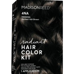 Madison Reed Radiant Hair Color Kit, Darkest Ash Brown for 100% Gray Coverage, Ammonia-Free, 4NA Messina Brown, Permanent Hair Dye, Pack of 1