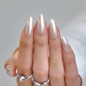 Press On Nails Medium – BTArtbox Almond Press On Nails, Glue On Nails with Nail Glue, Reusable Stick On Nails in 15 Sizes – 30 Soft Gel Fake Nails Kit, Nuts Glazed