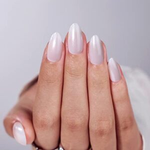 White Press On Nails – BTArtbox Almond Press On Nails, Medium Glue On Nails with Nail Glue, Reusable Stick On Nails in 15 Sizes – 30 Soft Gel Fake Nails Kit, Jasmine