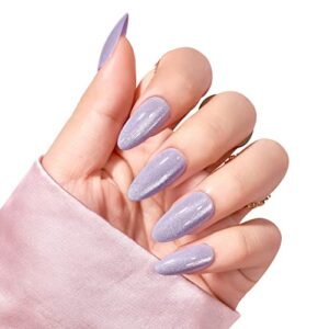 Press On Nails Medium – BTArtbox Soft Gel Almond Shaped Fake Nail with Nail Glue, Reusable Opaque Stick On Nails in 15 Sizes – 30 Nail Kit, Blue Galaxy Cat Eye