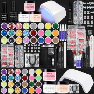 Morovan Acrylic Nail Kit 27 Colors Nails Kit Acrylic Set Professional Acrylic with Everything with U V Light Acrylic Powder Acrylic Nail Set Nail Glue Glitter Powder Nail Sequins Acrylic Brush Nail Files