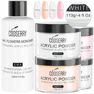 Cooserry Acrylic Nail Kit – Large Capacity Acrylic Powder and Liquid Set with Acrylic Powder Crystal 16oz Acrylic Liquid Monomer 4oz for Nail Extension>French Nails>Nail Carving>28-day Long-Lasting
