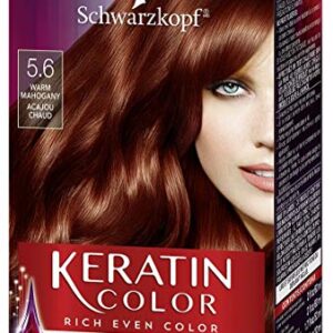 Schwarzkopf Keratin Color Permanent Hair Color Cream, 5.6 Warm Mahogany(Packaging May Vary)