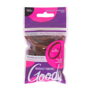 Goody Ouchless Womens Polyband Elastic Hair Tie – 150 Count, Brown – Fine Hair – Hair Accessories to Style With Ease and Keep Your Hair Secured – Perfect for Fun and Unique Hairstyles – Pain-Free