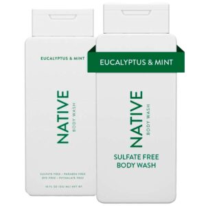 Native Body Wash Contains Naturally Derived Ingredients | For Women & Men, Sulfate, Paraben, & Dye Free Leaving Skin Soft and Hydrated | Eucalyptus & Mint 18 oz – 2 Pk