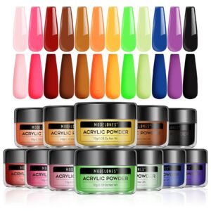 MODELONES Acrylic Powder Candy Color Set 12 Color Professional Polymer Colorful Set No Nail Lamp Needed
