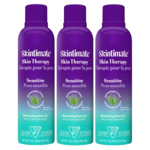 Skintimate Skin Therapy Sensitive Skin Moisturizing Shave Gel for Women with Vitamin E, Aloe and Olive Butter, 7 oz – 3 Pack