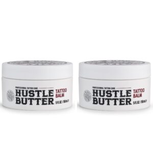Hustle Butter Tattoo Aftercare Balm – Value Size 2pk For New & Older Tattoos – Safe While Healing – Essential Body Art Supplies Vegan No-Petroleum