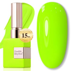 Double Rhythm 15ML Gel Polish Pure Sheer Same Color Same Bottle Soak Off Gel Polish Art Manicure Salon DIY at Home for Women (Neon Green-A1305)