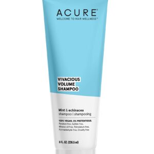 Acure Vivacious Volume Shampoo | Revitalize and Volumize: Mint and Echinacea Infused Regimen for Fine, Fragile Hair, 8 Fl Oz
