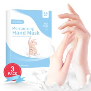 Hand Mask> Milk Moisturizing Gloves 3 Pack> Hand Spa Treatment Mask for Dry Hands> Repair Rough Remove Dead Skin Hydrating Hand Mask for Women & Men