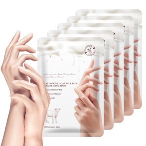 BYOTOUTY Moisturizing Hand Mask Glove with Niacinamide and Goat Milk 5 pack> Hydrating Hand Masks for Dry Cracked Hands> Hand Mask Gloves for Soft and Smooth Touch Hands> Remove Dead Skin> Rough Skin