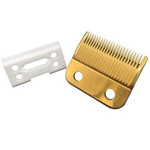 professional clipper blades 2 hole bladeclipper replacement blades with Gold steel blade for Wahl Senior cordless Clipper, wahl sterling senior (Double Gold Blade) (White + Gold Blade)