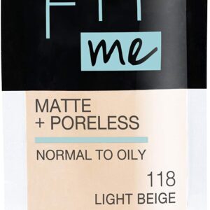 Maybelline New York Fit Me Matte + Poreless Liquid Foundation, Pouch Format, 102 Fair Porcelain, 1.3 Ounce