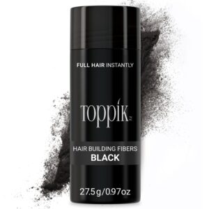 Toppik Hair Building Fibers, Black, 27.5g | Fill In Fine or Thinning Hair | Instantly Thicker, Fuller Looking Hair | 9 Shades for Men & Women