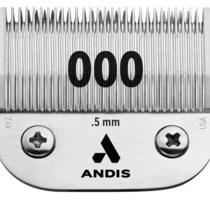 Andis 64073 Ultra Edge Detachable 0.5mm Clipper Blade – Built with Carbonized Steel, Close-Cutting Technology with Long Life Sharp Blades – Size 000 – 1/50-Inch Cut Length, Chrome