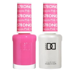 DND Gel Polish Set, Pink Collection, UV/LED Gel Polish and Air Dry Nail Lacquer, Matching Chip-Free Polish Duo, 578 Crayola Pink, 0.5 Fl Oz