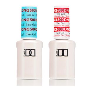 DND Base Gel and Top Gel Polish No Cleanse Set, UV/LED GelBase Polish 500 and No Cleanse Top Coat 600, Professional Gel Polish Duo, 0.5 Fl Oz Each