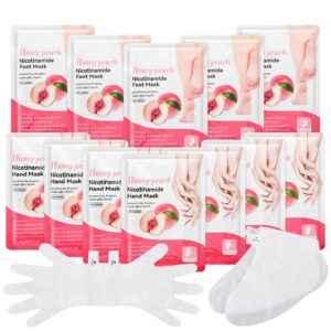 Leelosp 24 Pack Hydrating Hand and Foot Mask Set Moisturizing Gloves Socks Masks for Hand and Foot Dry Cracked Heel for Women Men Gift (Pink> Peach)
