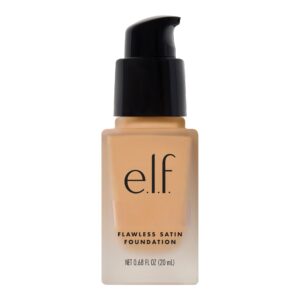 e.l.f. Flawless Satin Foundation, Lightweight & Medium Coverage, Semi-Matte Finish, Vegan & Cruelty-Free, Toffee, 0.68 Fl Oz (20mL)
