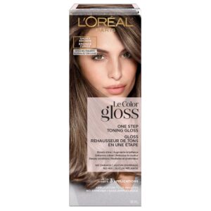 L’Oreal Paris Le Color Gloss One Step In-Shower Toning Hair Gloss, Neutralizes Brass, Conditions & Boosts Shine, Smoky Bronde, 4 Ounce