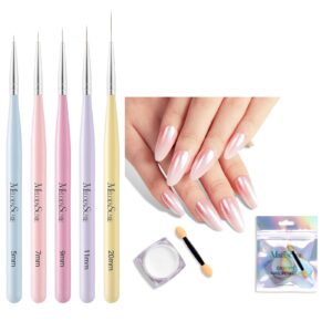 MelodySusie Nail Art Liner Brushes MelodySusie White Chrome Nail Powder
