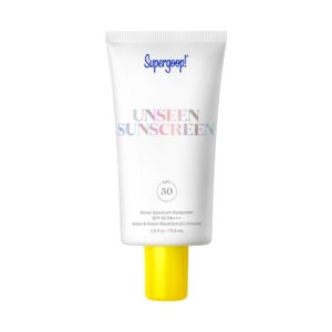 Supergoop! Unseen Sunscreen SPF 50 Invisible Sun Protection for Face – Broad Spectrum Face Sunscreen + Makeup-Gripping Primer – Weightless, Scentless, Oil Free – For All Skin Types – 2.5 fl oz