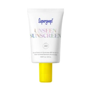 Supergoop! Unseen Sunscreen SPF 50 Invisible Sun Protection for Face – Broad Spectrum Face Sunscreen + Makeup-Gripping Primer – Weightless, Scentless, Oil Free – For All Skin Types – 0.68 fl oz