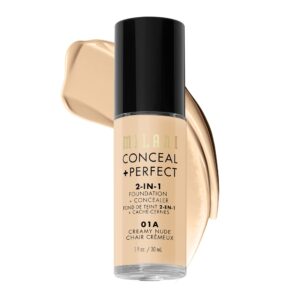 Milani Conceal + Perfect 2-in-1 Foundation + Concealer – Creamy Nude (1 Fl. Oz.) Cruelty-Free Liquid Foundation – Cover Under-Eye Circles, Blemishes & Skin Discoloration for a Flawless Complexion