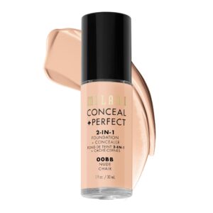 Milani Conceal + Perfect 2-in-1 Foundation + Concealer – Nude (1 Fl. Oz.) Cruelty-Free Liquid Foundation – Cover Under-Eye Circles, Blemishes & Skin Discoloration for a Flawless Complexion