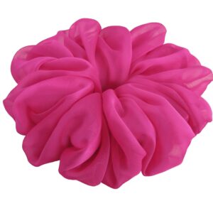 38 Colors Available, Big Scrunchies for Hair, Soft Cheer Chiffon large Ponytail Holder, Cute Birthday Gift for Women Girl Teen, Holiday Accessory (Chiffon Hot Pink)