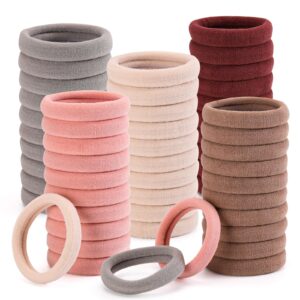 100 Pcs Thick Seamless Hair Ties, Ponytail Holders Hair Accessories No Damage for Thick Hair, Christmas Accessories Gifts(Red Theme Colors)