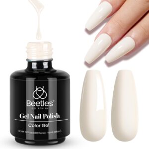Beetles White Gel Nail Polish-15ml Milky White Milkshake Neutral Gel Nail Polish Soak Off UV/LED Nail Lamp Nail Art Manicure Salon DIY Home Gift for Women Girls