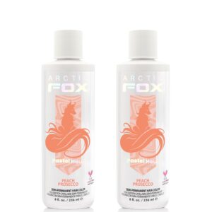 ARCTIC FOX Vegan and Cruelty-Free Semi-Permanent Hair Color Dye – PEACH PROSECCO 8 Fl Oz (Pack of 2)