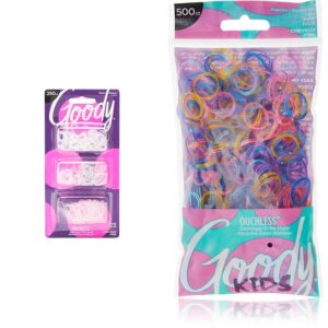 GOODY Ouchless 250 Count Clear Hair Ties and 500 Count Goody Kids Colorful Hair Bands