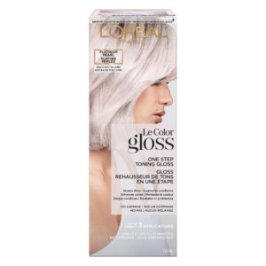 L’Oreal Paris Le Color Gloss One Step In-Shower Toning Hair Gloss for Bleached Hair, Neutralizes Brass, Conditions & Boosts Shine, Platinum Pearl, 4 Ounce
