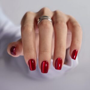 BTArtbox Press On Nails Red – Cat Eye Press On Nails Square for Gifts,Cherry Short Stick On Nails with Glue, Glossy Reusable Nail Tips in 15 Sizes – 30 Soft Gel Fake Nails Kit, Hot Love