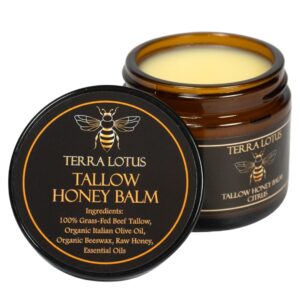 Terra Lotus – Organic Grass-Fed Beef Tallow Balm with Raw Honey – Moisturizing Cream for Soft, Smooth Skin – Handmade All-Natural Moisturizer (2 Oz, Citrus)