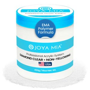 Joya Mia Acrylic Powder for Nails> MMA-Free> Super Adhesion Professional Powder for Flawless & Long-Lasting Nail Enhancements> Easy Application> Vibrant & Stunning Colors – Diamond Clear> 16 oz