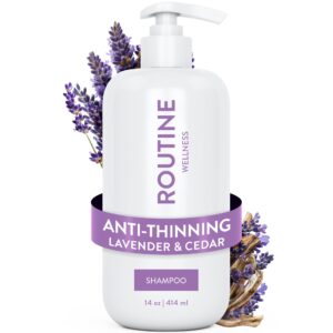 Routine Wellness Shampoo for Stronger Hair – Biotin | Vegan | Color Safe | Sulfate-Free | Clinically Tested | Nourishing Oils and Vitamins – Lavender & Cedar 14oz