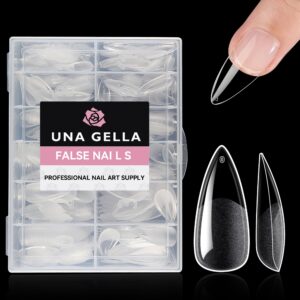 UNA GELLA Medium Stiletto Nails Press On 504Pcs Medium Stiletto Nail Tips Full Cover Pre-matte Almond Press On Nails Clear Fake False Nails For Nail Extensions Home Nail Art Salon 12 Sizes