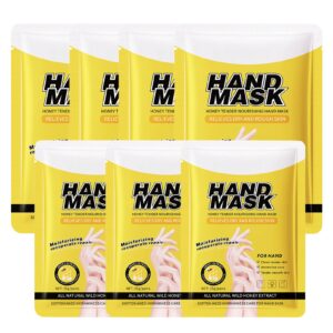 ASMAYSA Hydrating Hand Mask> Honey Hand Mask Gloves> 7 Pairs Moisturizing Hand Mask for Women> Hand Mask for Dry Cracked Hands Remove Dead Skin