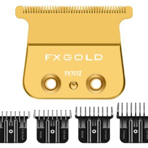FX707Z Replacement Blade for All BaBylissPRO FX787 & FX726 Trimmers, DLC Replacement Blades with 4 Guards Set Compatible with BaByliss Trimmer Blades, Gold