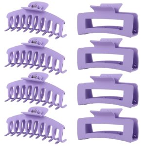 Purple Hair Clips for Women – 8 Pack 4.3 Inch Large Hair Claw Clips for Women Thin Thick Curly Hair, Big Matte Banana Clips,Strong Hold jaw clips